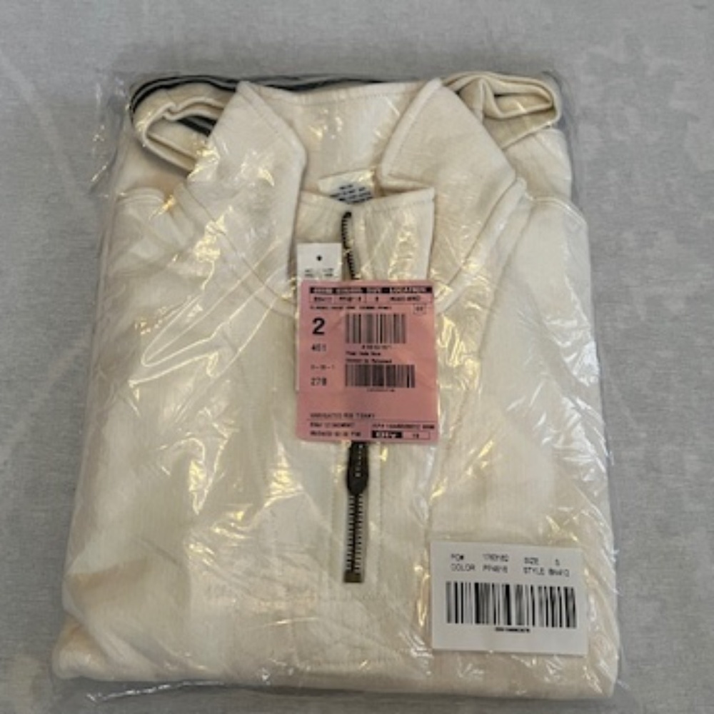 J Crew Small Ivory Quarter-zip Sweatshirt NWT​​​​​​​​​​​​​​​ - Picture 5 of 5